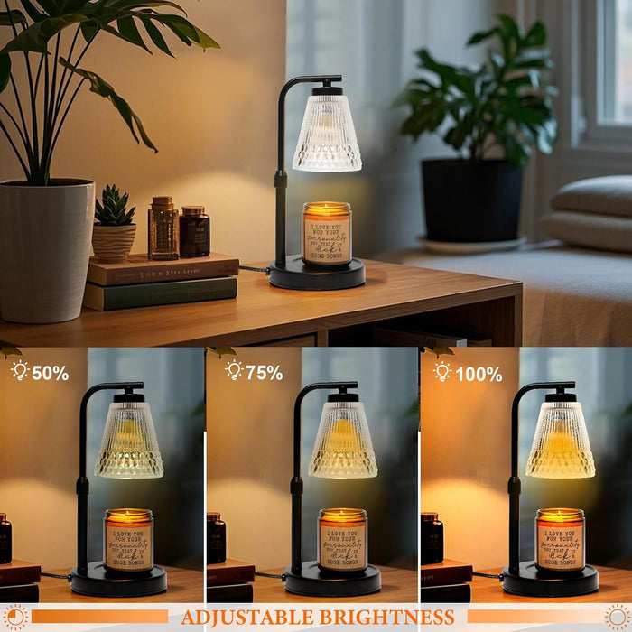 Candle Warmer Lamp Adjustable Height & Dimmable, Electric Candle Warmers for Jar Candles, Home Decor Lamp with Timer, Perfect Gifts for Women Men, Safe Night Light for Bedroom Office (Black)