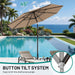 9FT Patio Umbrella with Solar Lights, 32 Lighted Pool Umbrella W/Tilt and Crank, Outdoor Market Solar Umbrellas for Garden, Deck, Backyard, Pool and Beach, Beige