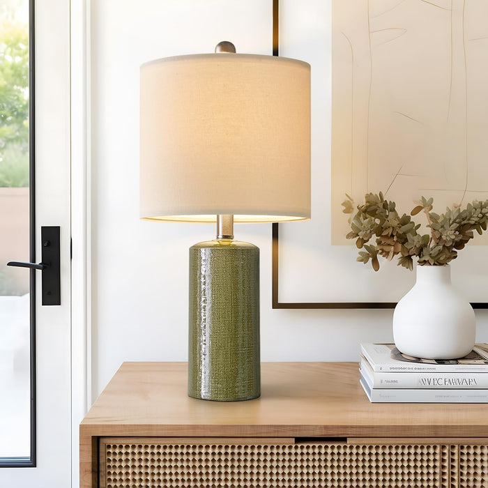 Industrial Green Ceramic Nightstand Table Lamp Modern
