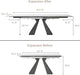 Extendable Dining Table for 8-12 Seat, Flexible Stretch, Tabletop Made from Rock Plate and Tempered Glass, Solid Carbon Steel Base, 35.4" D X 94.5" W X 30" H, White Top