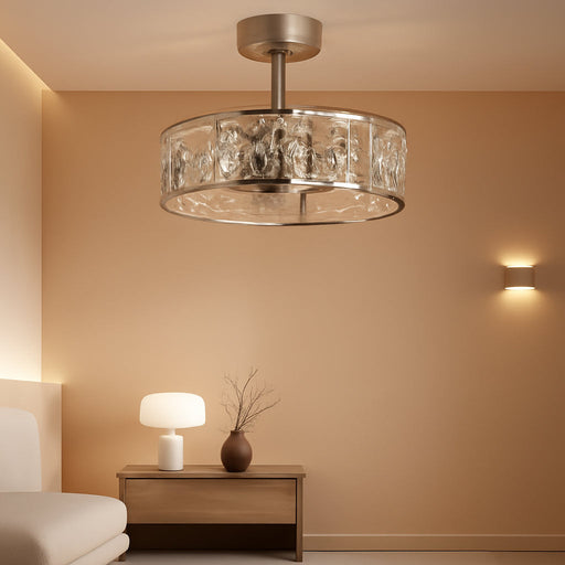 20 Inch Caged Ceiling Fan with Light and Remote, Quiet Reversible AC Motor, 5 ABS Blades, Modern Industrial Crystal Low Profile Small Ceiling Fan Light for Bedroom Home Indoor