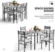 5 Piece Dining Table Set for 4, Faux Marble Kitchen Table and Chairs Set of 4, Vintage Rectangular Dining Room Table with Cushion Padded Seat, Metal and Wood Dining Set Kitchen Furniture, Grey