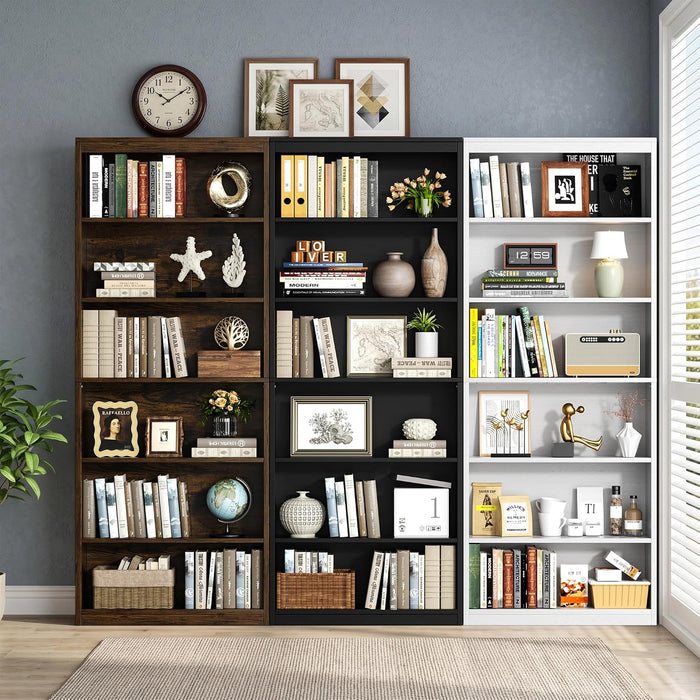 6-Tier Bookshelf, Tall Bookcase & Display Storage Shelves, Black
