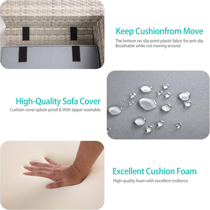 6-Piece Outdoor Patio Furniture Set Wicker Sectional Sofa Set, Patio Conversation Set with Thickened Cushions & Coffee Table for Garden, Backyard, Poolside, Grey