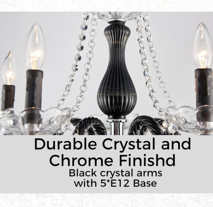 Black Crystal Chandelier Pendant Light 19in Diameter