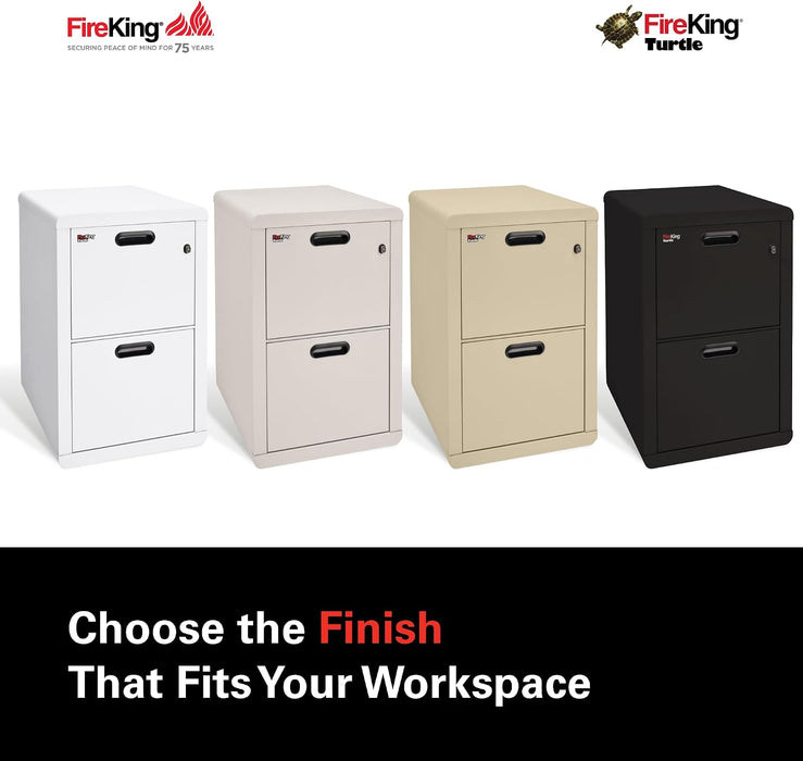 Turtle Contour 2 Drawer Fire Rated File Cabinet, Black