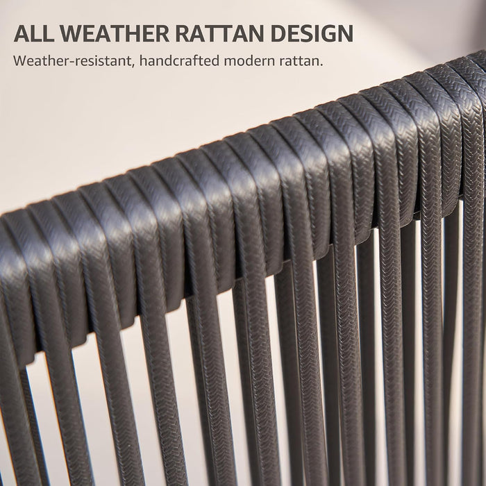 4 Piece Patio Furniture Set, Rattan Side Arm & Back, Semicircular Design