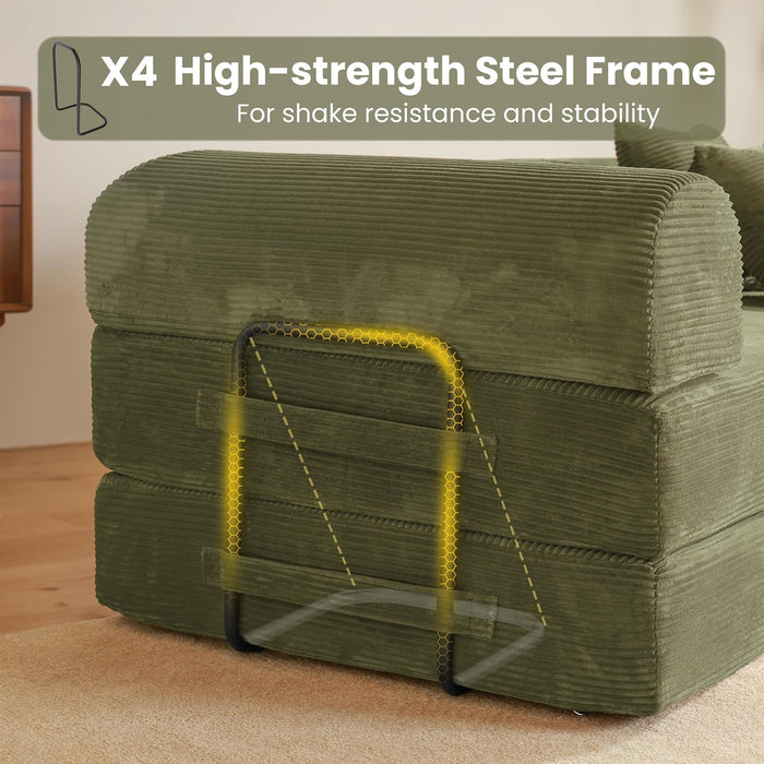 SeventyNineIn Convertible Sleeper Sofa Light Green