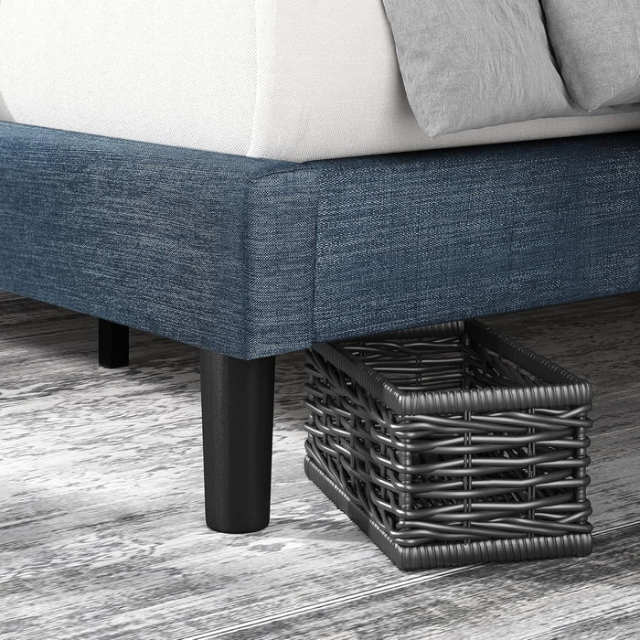 Omkaram Upholstered Platform Bed Frame, Mattress Foundation, Wood Slat Support, No Box Spring Needed, Easy Assembly, Queen