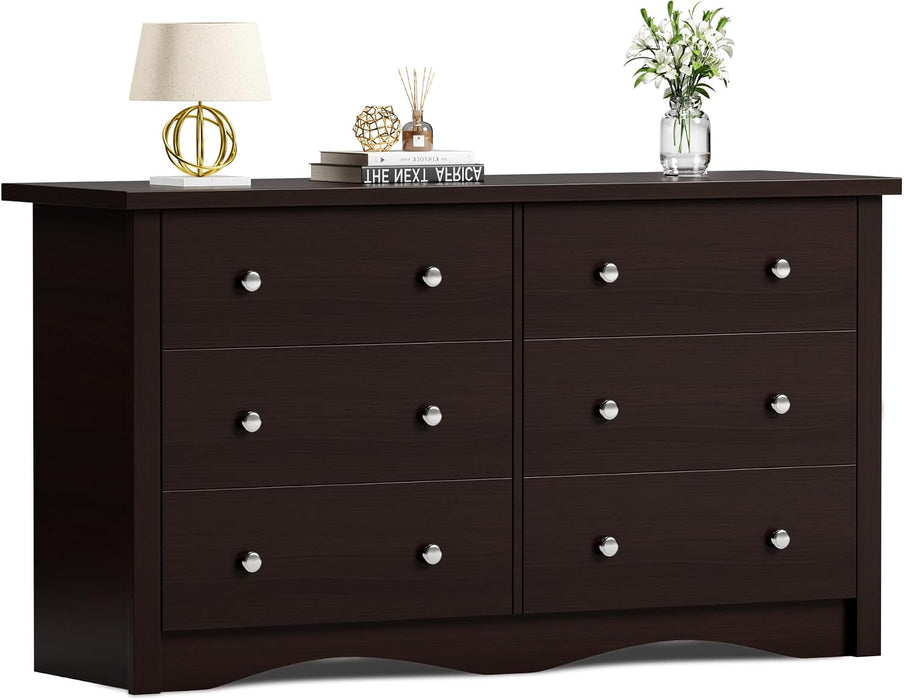 Dresser for Bedroom, 6 Dresser Drawer with Storage, Brown