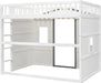 Full Size Designs House Loft Bed, House Bed Frame with Ladder and Safety Guardrails,Ki-Ds Playhouse Bed with Window And