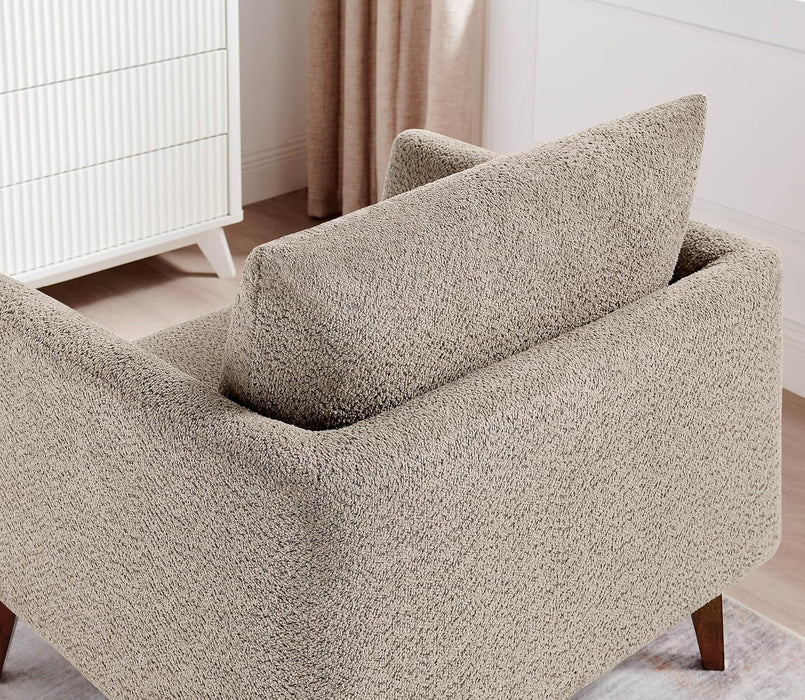Oversized Accent Chair Modern Boucle Armchair for Living Room- 37" Wide Accent Chair with Solid Wood Legs, Camel Upholstered Lounge Chair for Bedroom & Office, Cozy Reading Chair (Easy Assembly)