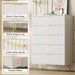 White Contemporary Fluted Dresser Featuring Gold Pulls