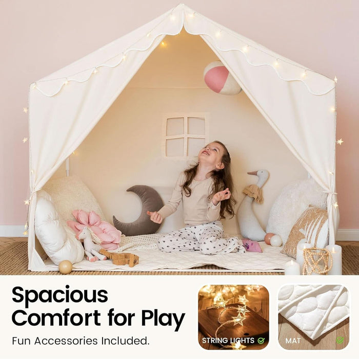 tent reading nook Kids Indoor Tent With Star Lights 57 Inch Reading Nook