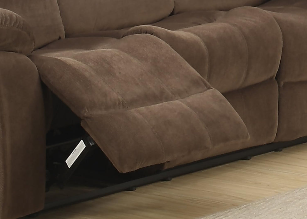 Bill Collection Modern Fabric Upholstered Living Room Reclining Sofa with Padded Pillow Top Armrests, Brown, (Bill-Brown-Drs)