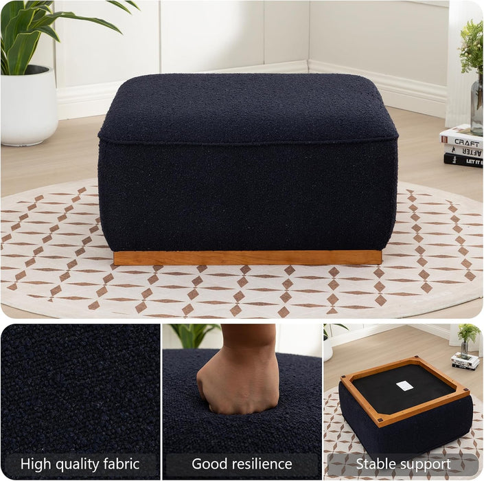 Square Ottoman Coffee Table 30" Premium Fabric Upholstered Coffee Table with High Density Foam and Solid Wood Frame, Stylish and Practical Living Room Furniture, Dark Blue