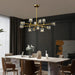 Modern Sputnik Crystal Brass Chandelier: Gold Dining Room Living Room Light