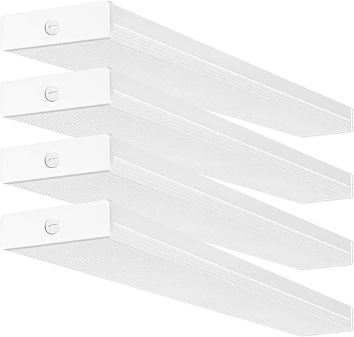 4 Pack 4FT LED Wraparound Light 40W 4 Foot Shop Lights for Garage, [2-Lamp 32W Fluorescent Equiv.] 4400Lm 4000K Wrap Light, Flushmount Office Ceiling Fixture ETL Listed