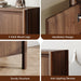 59 Inch Walnut Buffet Cabinet, Mid Century Wood Sideboard Storage | 4 Doors and Adjustable Shelves, Solid Wood round Legs. Ideal for Kitchen, Living Room, Coffee Bar, Dining Room.