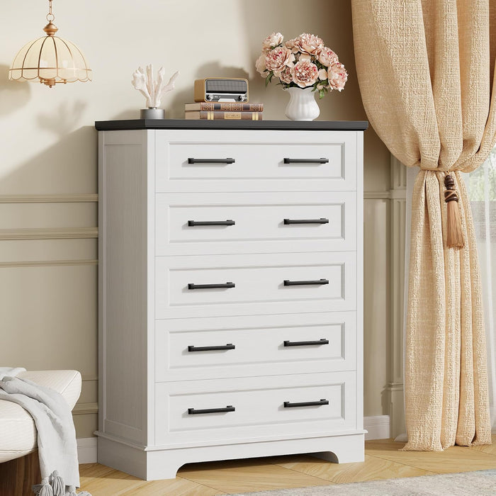 Farmhouse Dresser White Five Drawer FiftyTwo Inches