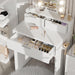 White Makeup Vanity Desk with Hollywood Mirror and Lights, Girls Compact Make up Table with Drawers and Outlet for Bedroom Small Space