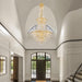 26-Light Large High Ceiling Chandelier, Gold Modern Crystal Chandeliers Luxury Foyer Entrance Chandeliers for Staircase Villa Lobby Hallway Entryway, K9 Crystal Raindrop Light Fixture H63” X W31”