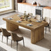 70.9" Large Dining Table for 6-8 People, Farmhouse Kitchen Table with Wooden Tabletop, Rustic Rectangular Dinner Furniture with Robust Double Pedestal for Dining Room, Kitchen, Brown