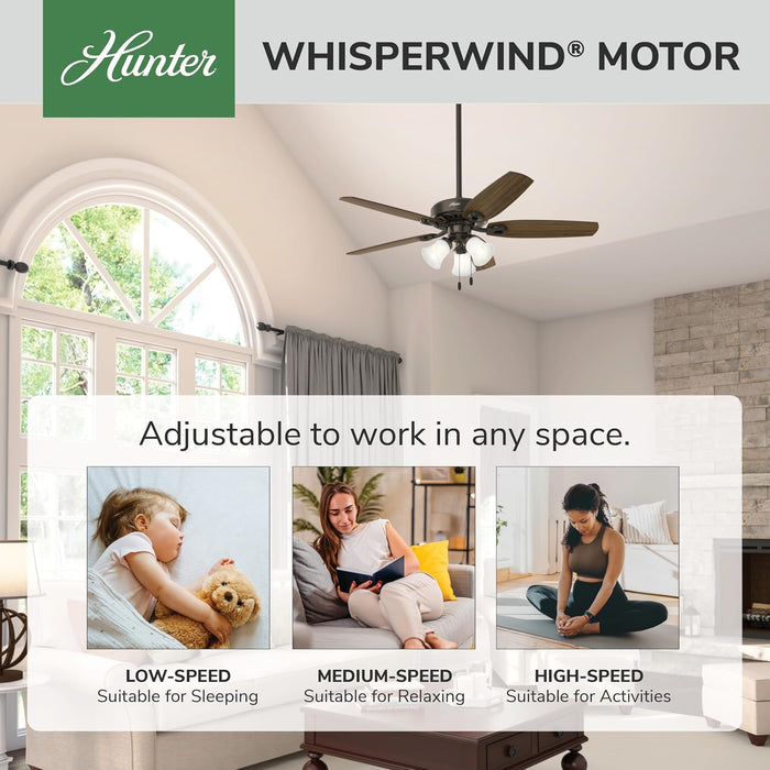 52 Inch Indoor Ceiling Fan With Brushed Bronze Shading