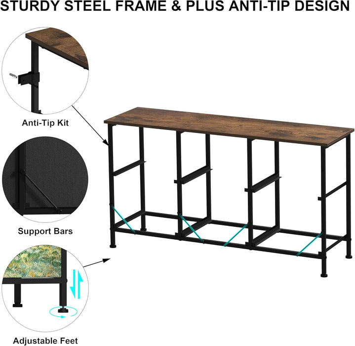 6 Drawer Dresser for Bedroom Van Gogh Chest of Drawers Wide TV Stands Fabric Storage Drawer Unit for Living Room Entryway Closet Sturdy Steel Frame Wood Top