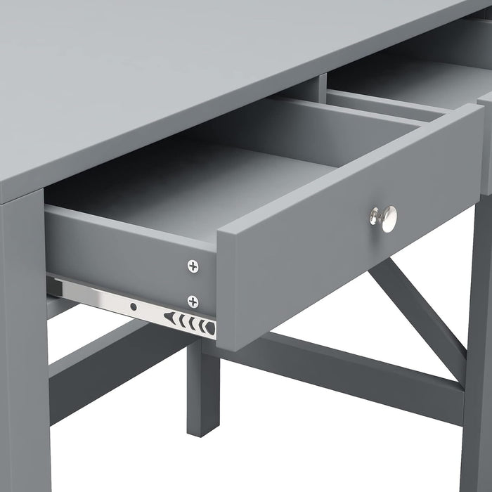 Home Office Desk Writing Computer Table Modern Design Desk with Drawers (Grey)