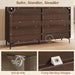 48" Rattan Buffet Cabinet with Storage, Walnut Coffee Bar Cabinet