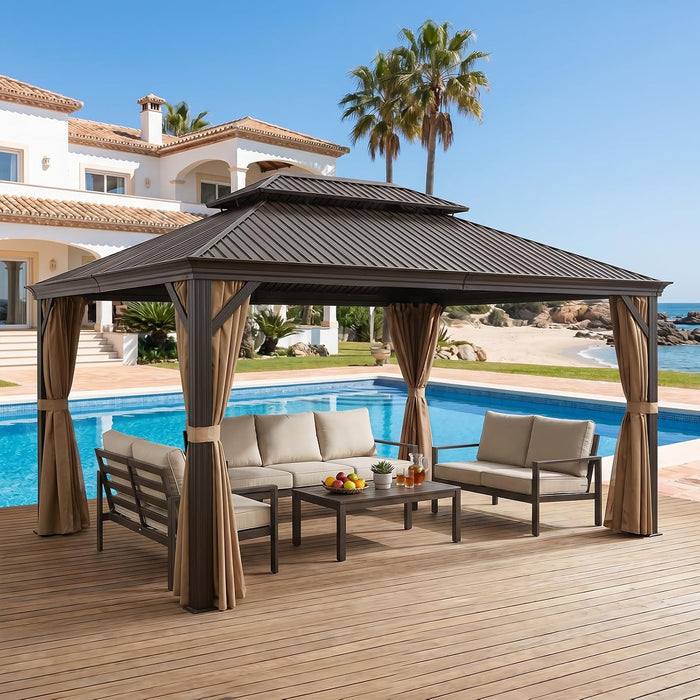 12x16 Hardtop Gazebo With Drainage System Weatherproof
