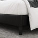 Full Size Bed, Black Faux Leather Upholstered Button Tufted Low Profile Platform Bed Frame with Adjustable Headboard for Bedroom