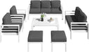 Aluminum Patio Furniture Set, Modern Outdoor Patio Furniture with Coffee Table, 7 Pieces Outdoor Conversation Set with Dark Gray Cushions for Balcony, Porch, Lawn and Yard