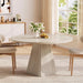 47 Inch round Dining Table for 4-6, Pedestal Kitchen Dinner Table White