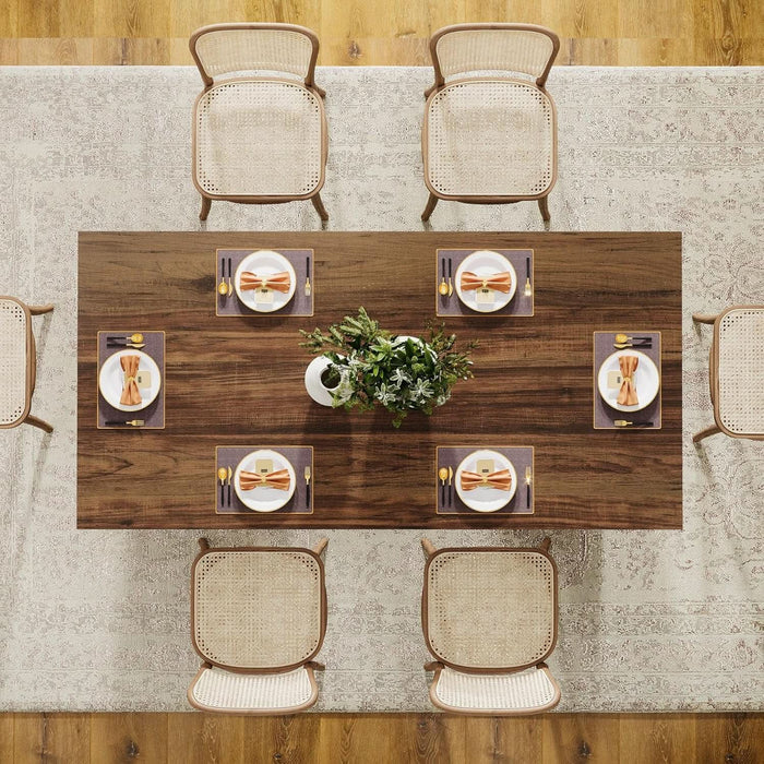 Farmhouse Dining Table for 4 to 6 People, 63-Inch Rectangle Wooden Kitchen Table with Large Tabletop and Heavy Duty Legs for Dining Room,Kitchen, Vintage Brown