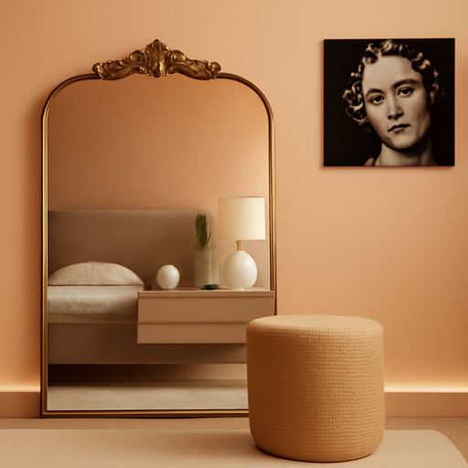 Vintage Gold Ornate Baroque Mirror - 36"X30" Arched Antique Brass Mirror with Full Metal Frame - Ideal for Entryway, Fireplace, Living Room, Hallway or Wall Decor