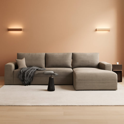 Camel 108-Inch Corduroy L-Shaped Sectional Sofa Chaise