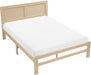 Queen Platform Bed, Faux Wood Veneer Platform Bed Frame with Panel Headboard, Strong Wooden Slats Support, No Box Spring Required, Easy Assembly, Natural