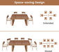70.9" - 86.6" Extendable Dining Table for 8-10 Person, Modern Rectangle Expandable Kitchen Table with Wooden Legs, Table for Small Spaces, Dining Room, Kitchen, Living Room, Brown