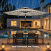 Solar Patio Umbrella Outdoor with Centre Light, 9 Ft Taupe