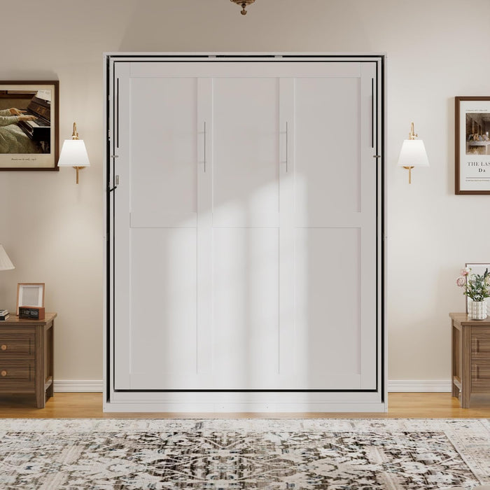White Queen Murphy Bed With UltraIntegratedStorage