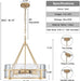 20.47" Modern Glass Chandelier, Gold Dining Room Light Fixtures over Table
