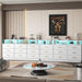 White 9 Drawer Dressers for Bedroom, Modern Large Dresser with LED Light and Power Outlet, Wooden Long Dresser for Bedroom, Entryway, Hallway
