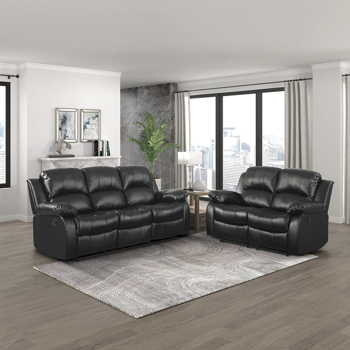 Manual Recliner Loveseat - Black Faux Leather