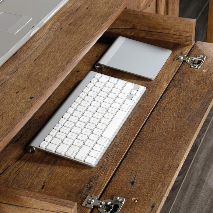 Palladia Computer Desk with Drawers, Home Office Desk with File Cabinet Storage Drawer, Cable Management, Keyboard Tray, in Vintage Oak Finish