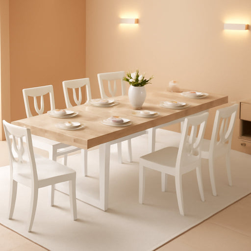 63"-78.7" Extendable Dining Table for 6-8, Farmhouse Kitchen Table | Rectangular Expandable Dining Room Table with U-Shaped Legs Wooden Dinner Table for Kitchen Office Living Room-Oak