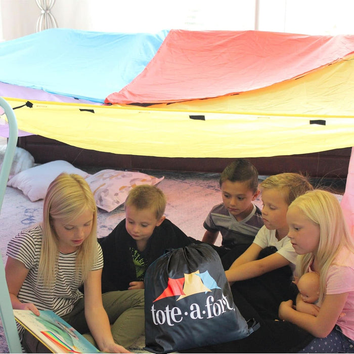 Tote a Fort Original Blanket Fort Building Kit for Kids, 3 Blanket TOTEAFORT Toy, Make a Portable Playhouse, Play Tent Boy and Girl Indoor Outdoor Build Set, STEM Children Toy, Ages 4, 8, 12 +