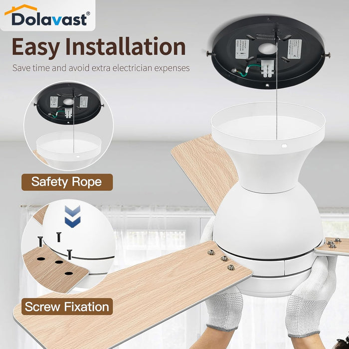 Ceiling Fans with Lights and Remote, 36 Inch Ceiling Fan with Light, Low Profile, Reversible, Dimmable LED, Flush Mount, Quiet, DC Motor, White Ceiling Fan for Bedroom, Kitchen, Office