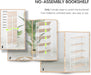 No Assembly 5 Tiers Folding Bookshelf, 59.4" H Foldable Storage Shelves Vintage Bookcase Standing Racks Study Organizer Home Office - Natural White